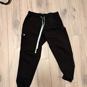 Black Jogger Pants with Mint Accents